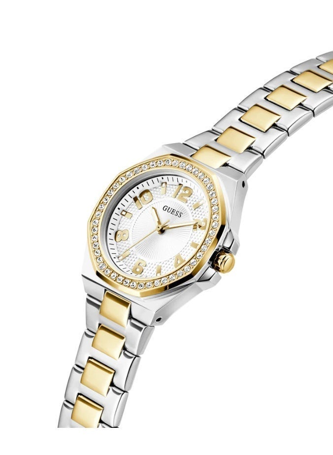 GUESS ساعة كواتز للنساء من غس بتصميم ثنائي اللون بعلبة بيضاء GW0877L5 - Image 5